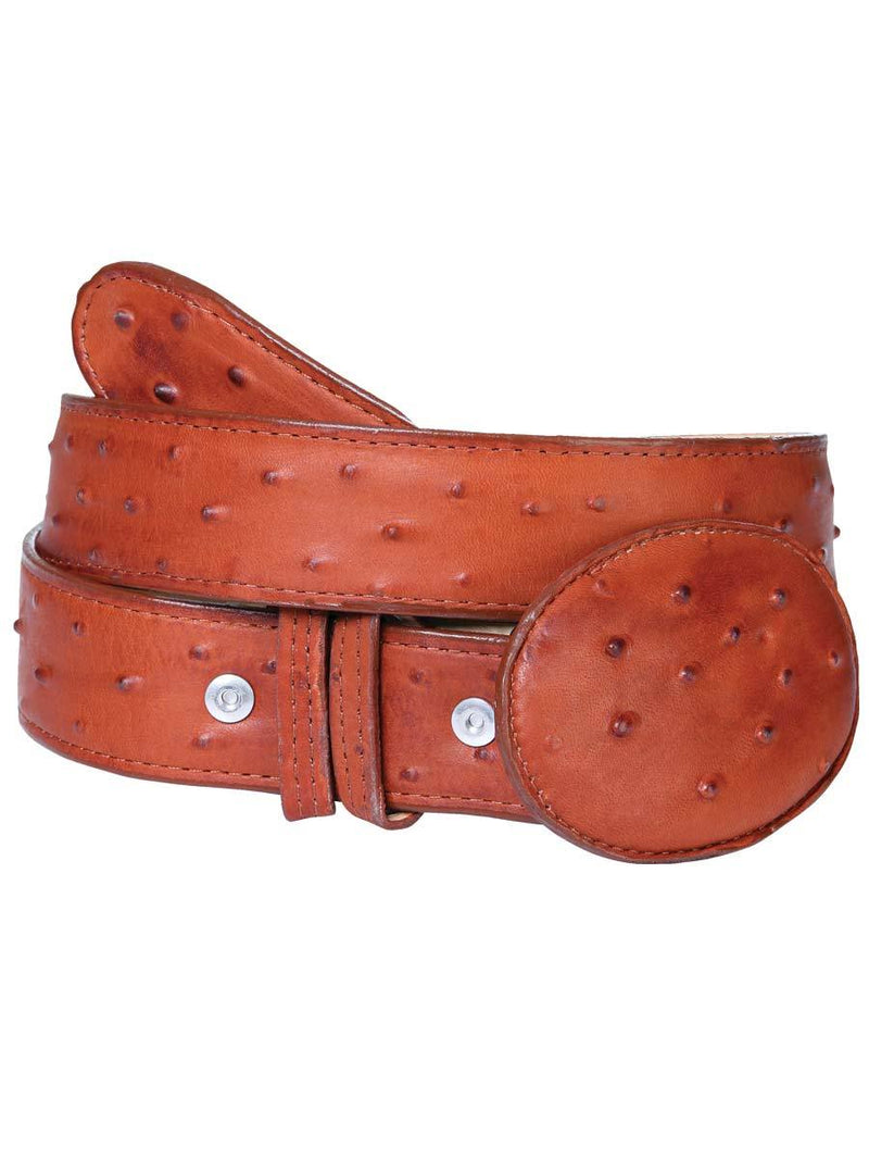 Men's Cowboy Imitation Belt El General Ostrich Cognac