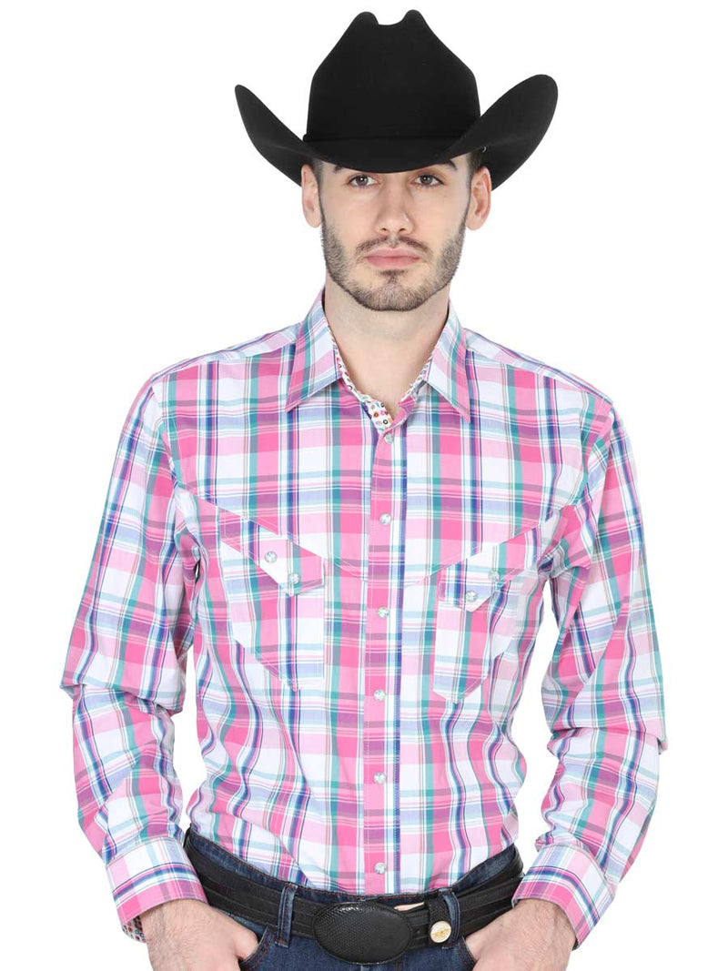 Men's Cowboy Shirt Centenario Rose/White
