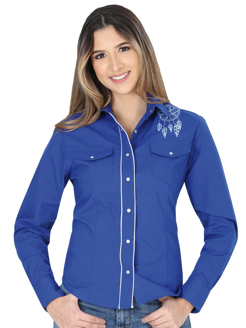 Camisa Vaquera M/ Larga El General Vqd051 65% Polyester35% Algodon Azul Cobalto