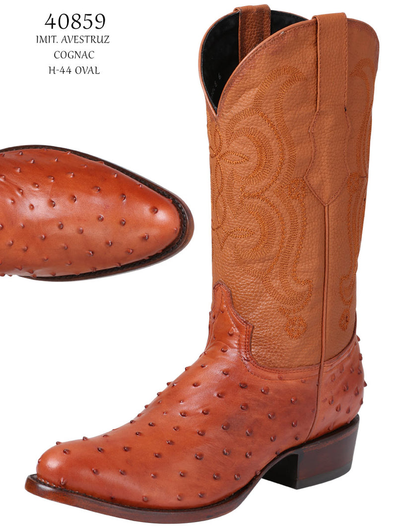 Men's Cowboy Imitation Boot El Senor De Los Cielos Ostrish Cognac