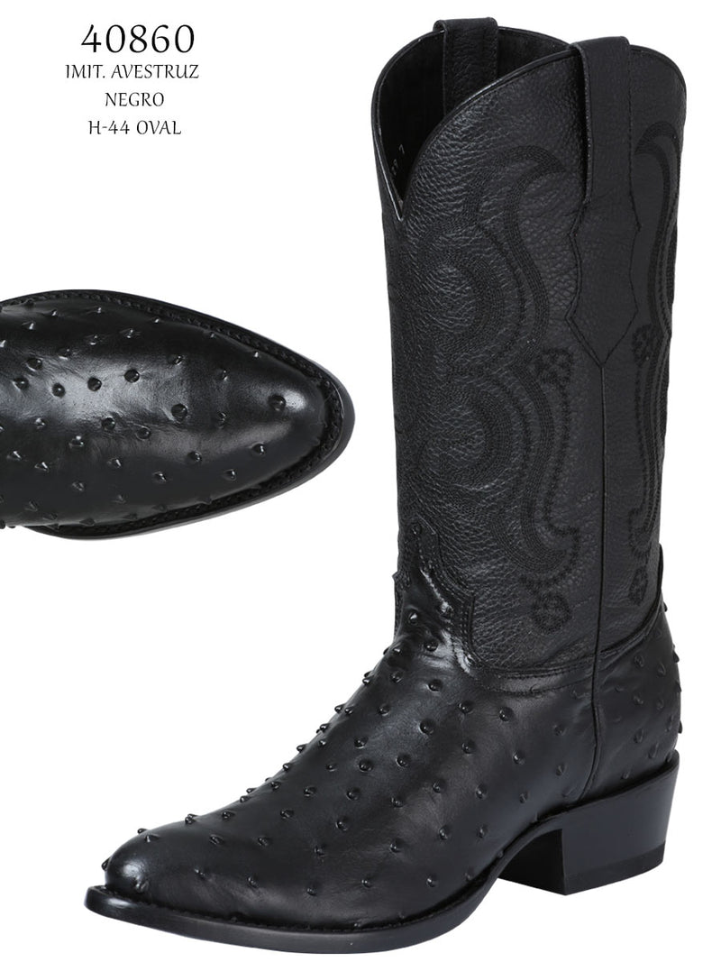 Men's Cowboy Imitation Boot El Senor De Los Cielos Ostrish Black