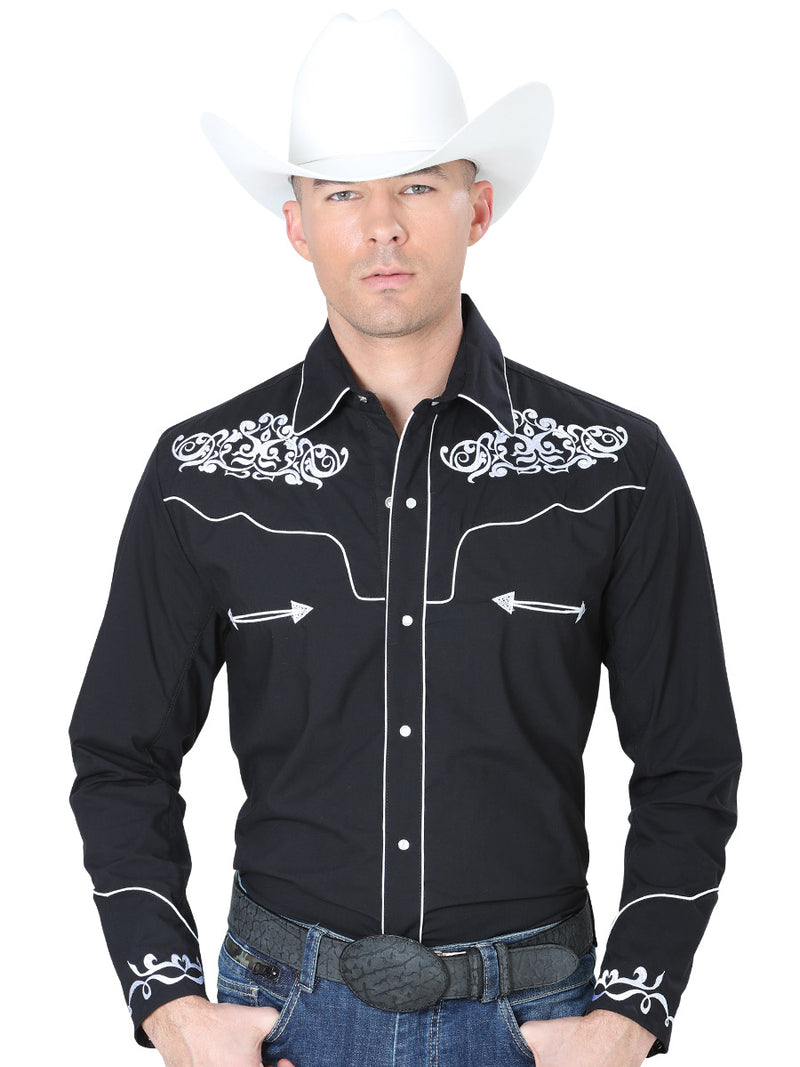 Camisa Vaquera  El General Mch-02-04 65% Polyester35% Algodon Negro