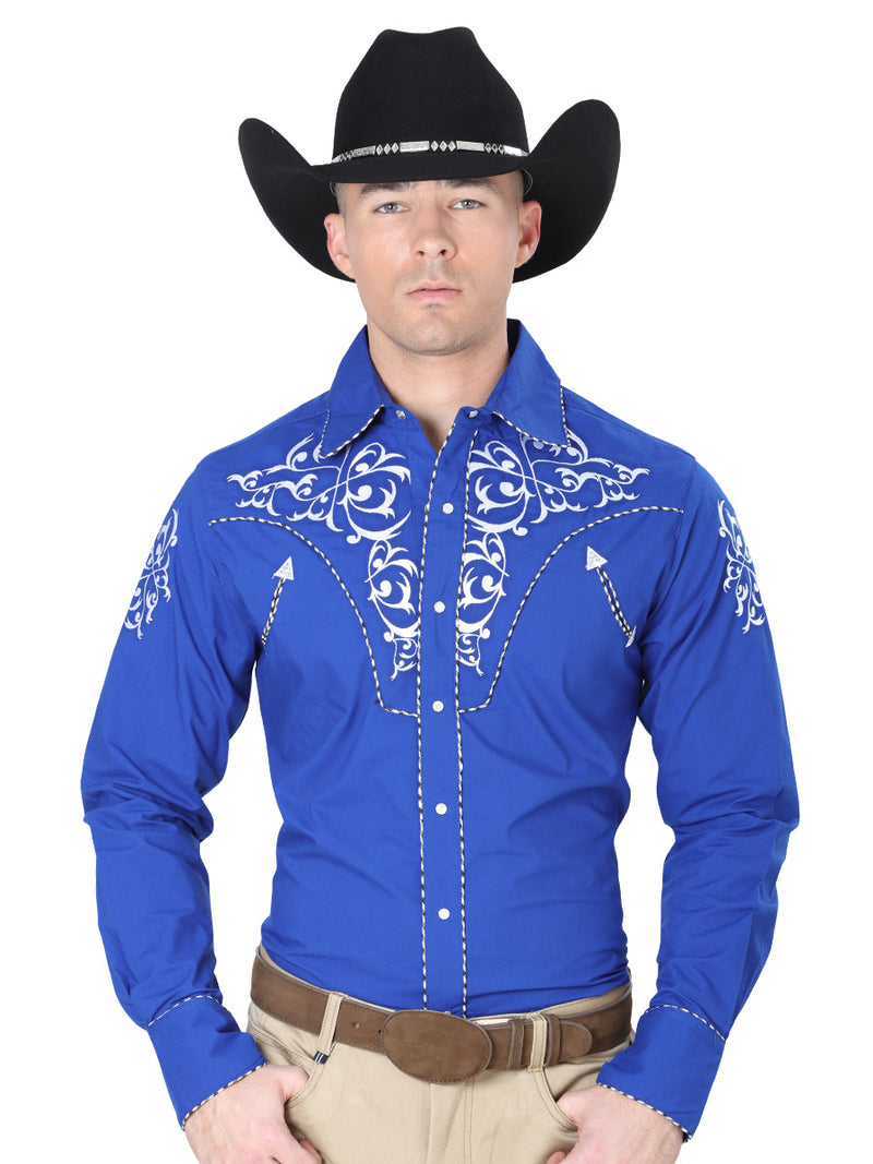 Camisa Vaquera  El General Mch-02-07 65% Polyester35% Algodon Azul Cobalto