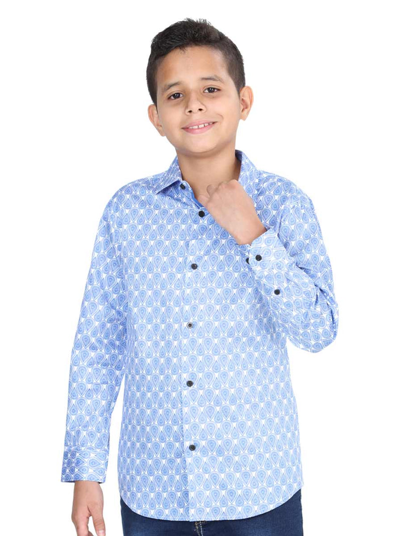 Kid's Casual Shirt Centenario Satin Blue
