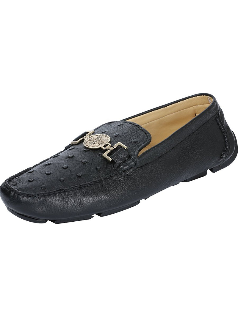 Men's Exotic Casual Loafer Shoe Centenario Ostrich Black