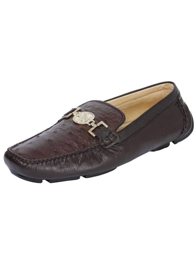 Men's Exotic Casual Loafer Shoe Centenario Ostrich Cigar