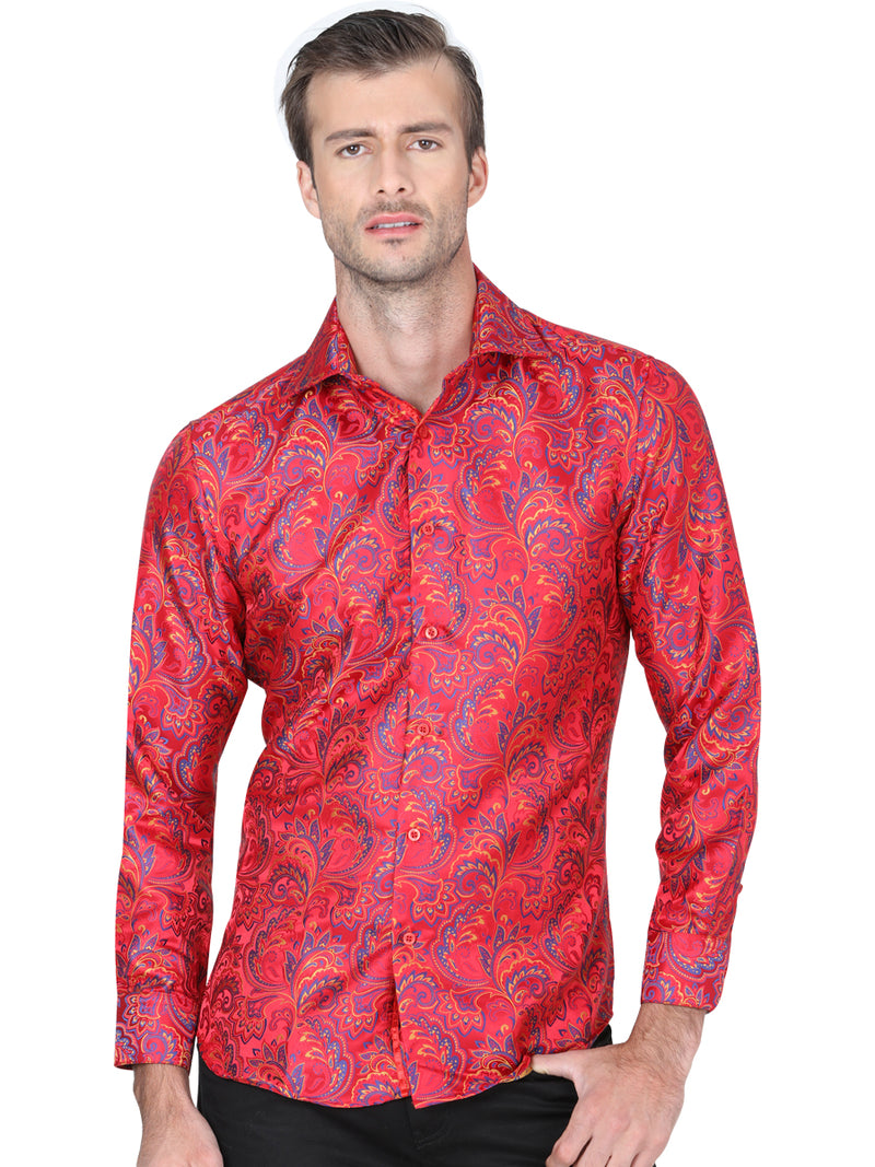 Camisa Casual M/ Larga Centenario W6895-25 100% Polyester Rojo