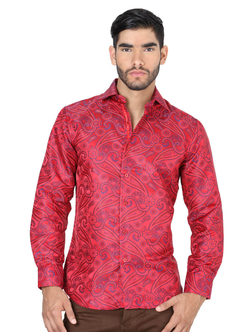 Camisa Casual M/ Larga Centenario Yh392-11 100% Polyester Rojo