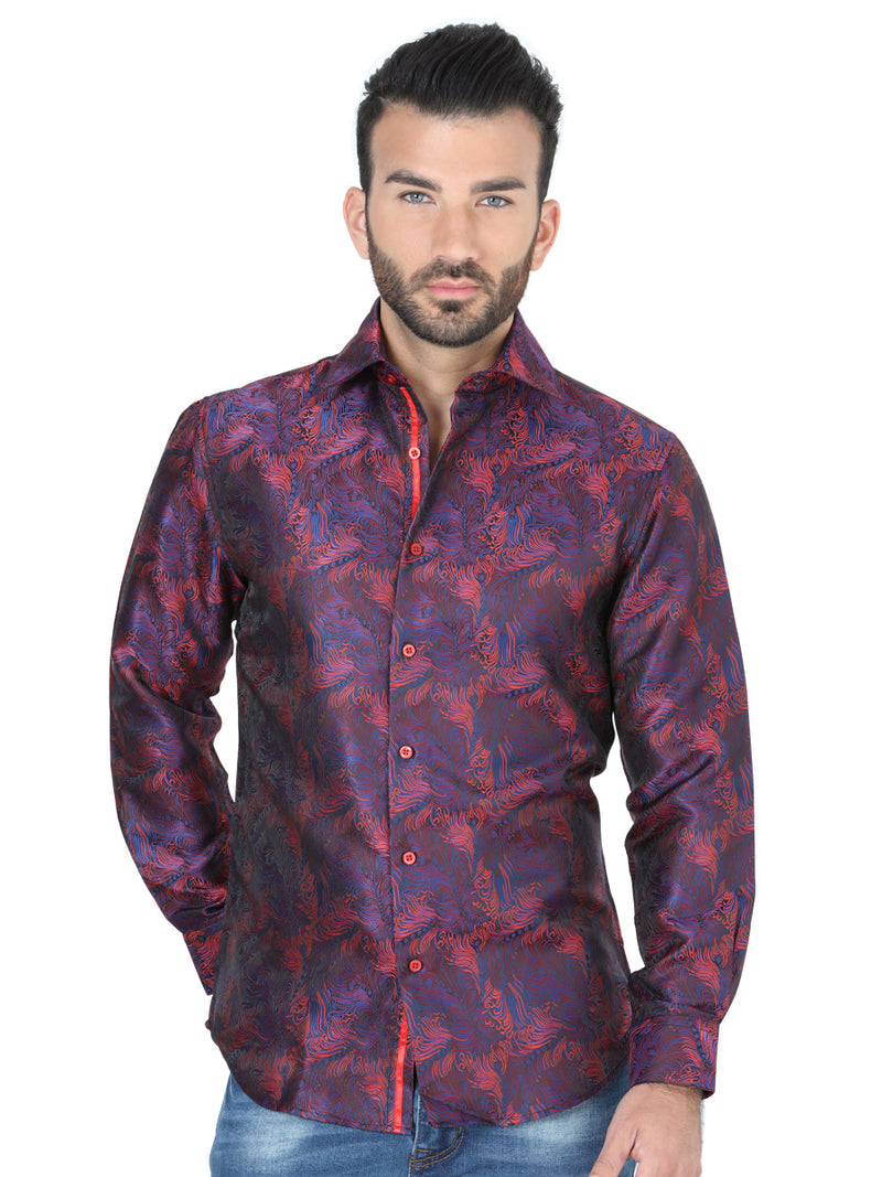 Camisa Casual M/ Larga Centenario W7712-3 100% Polyester Rojo