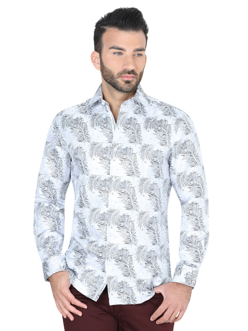 Camisa Casual M/ Larga Centenario W7712-9 100% Polyester Plata/Gris