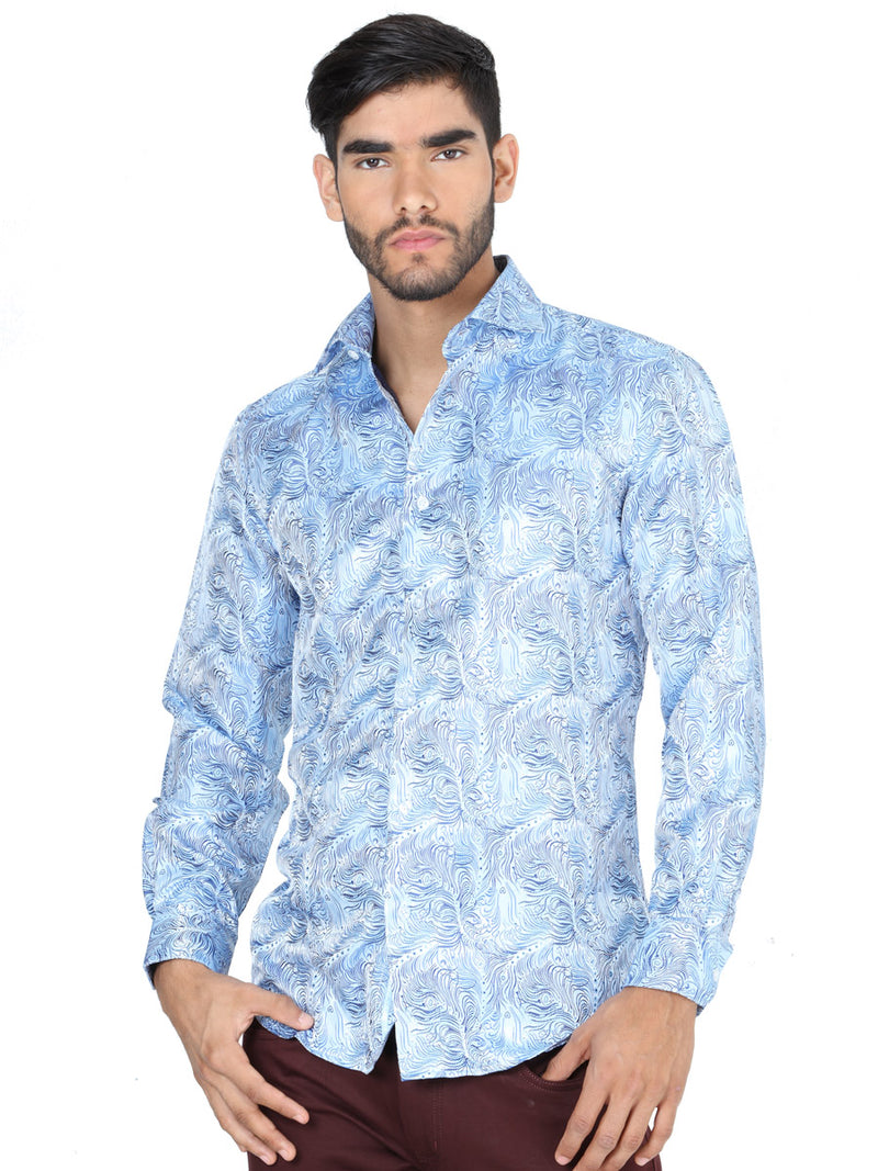 Camisa Casual M/ Larga Centenario W7712-12 100% Polyester Azul Claro