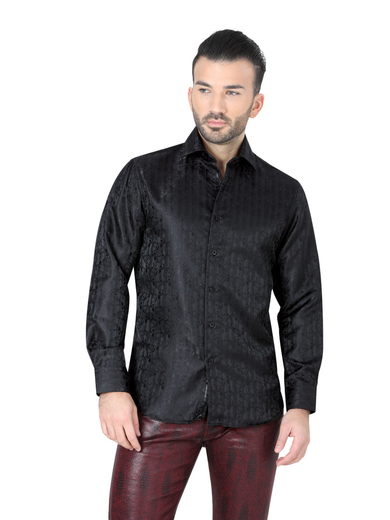 Camisa Casual M/ Larga Centenario 5 100% Polyester Negro