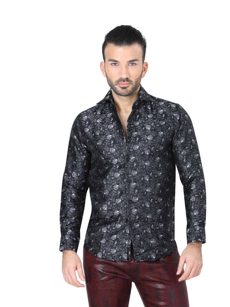 Camisa Casual M/ Larga Centenario 10 100% Polyester Negro
