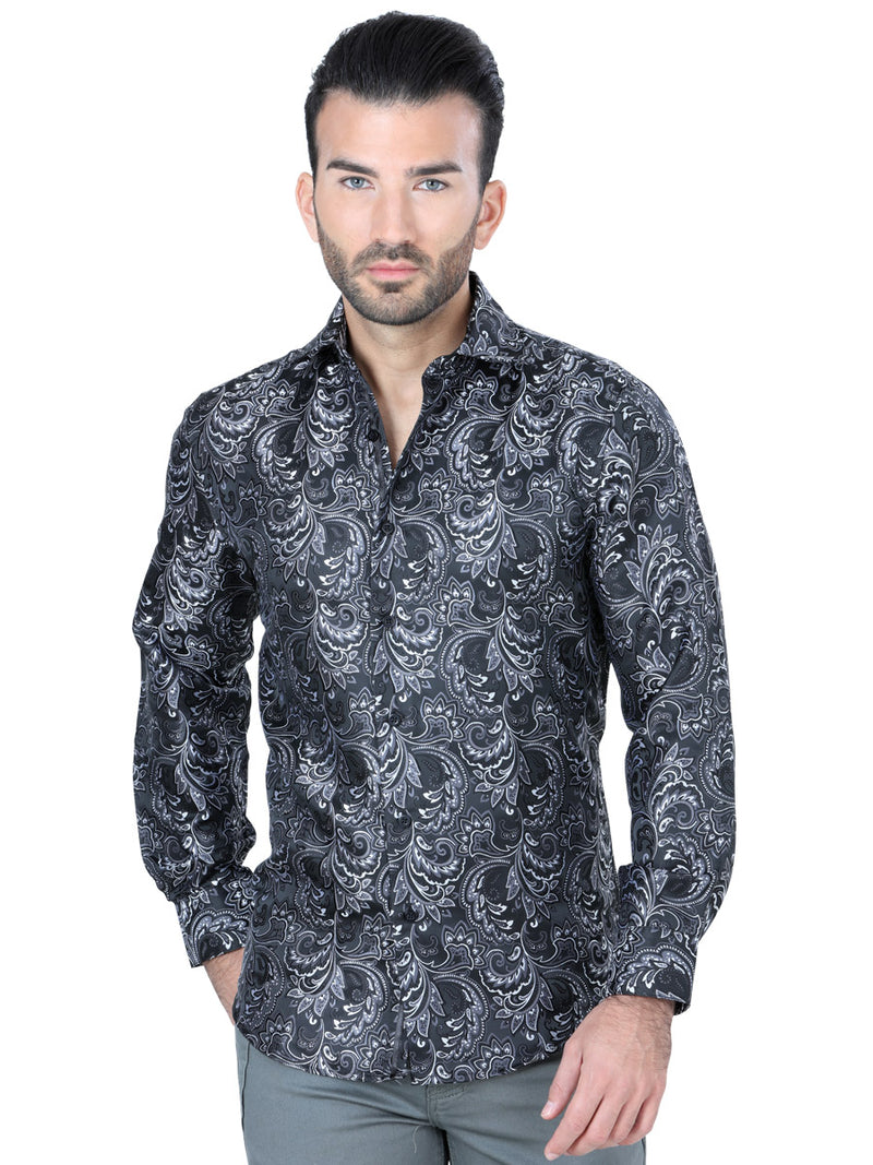 Camisa Casual M/ Larga Centenario W6895-8 100% Polyester Negro