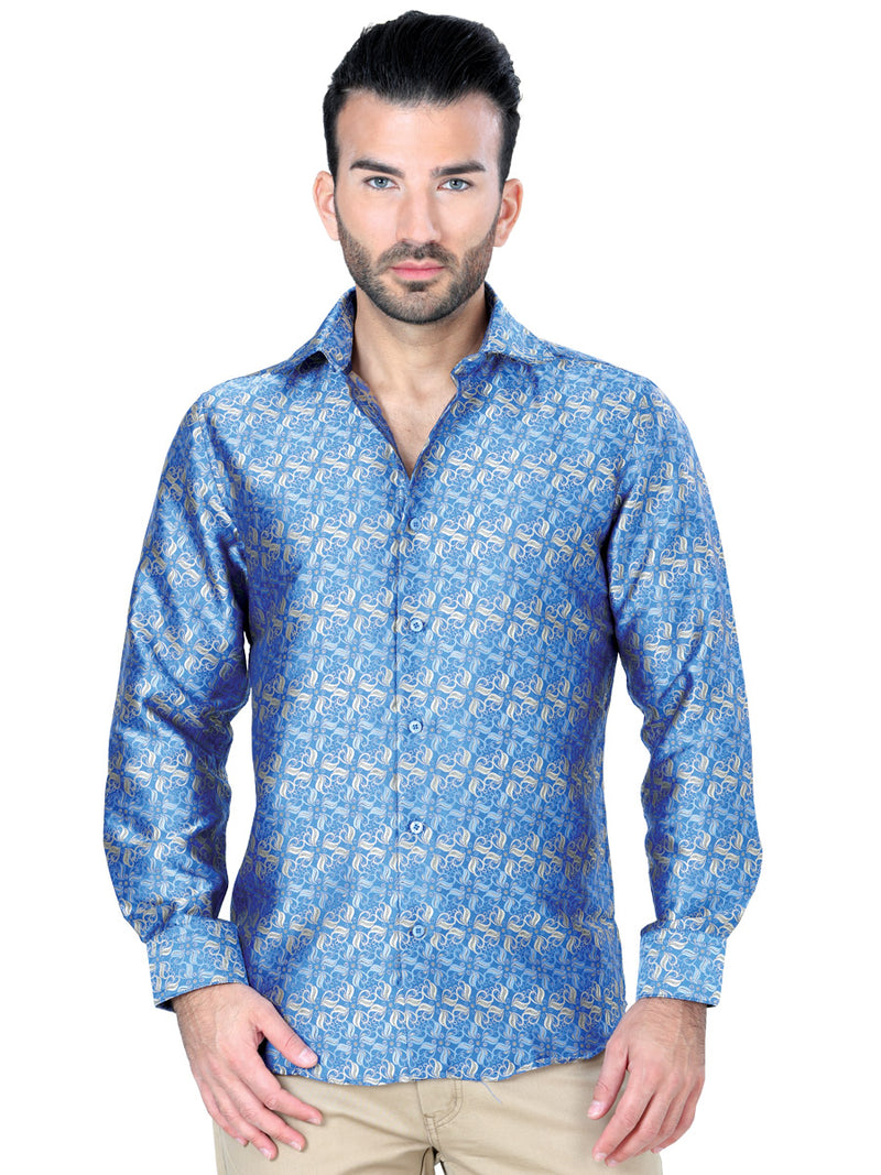 Camisa Casual M/ Larga Centenario W6831-18 100% Polyester Azul