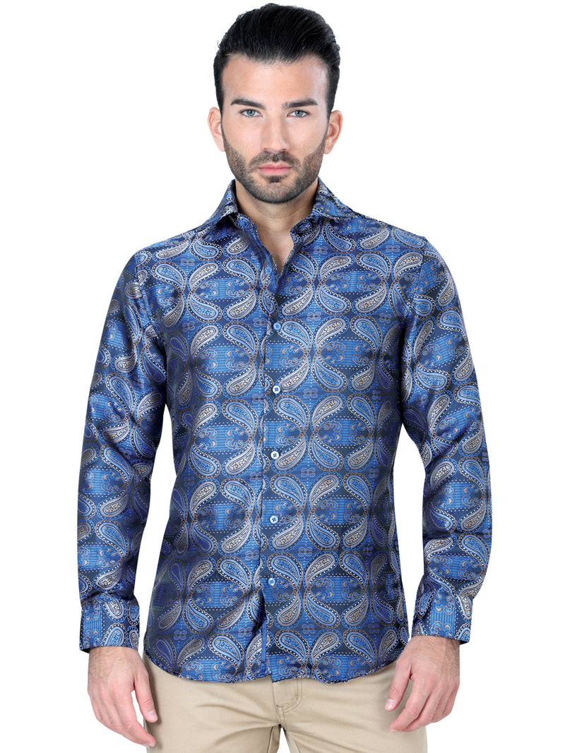 Camisa Casual M/ Larga Centenario Yh114-20 100% Polyester Azul