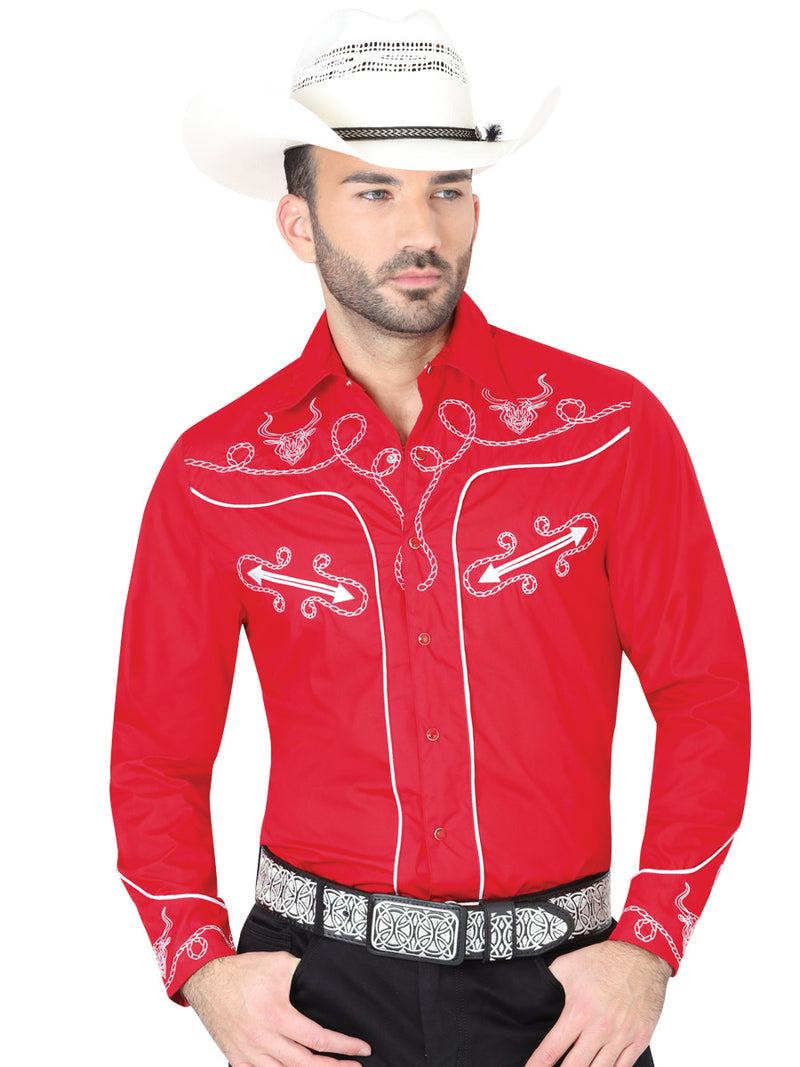 Camisa Vaquera M/ Larga El General S2018-10a 60% Cotton 40% Polyester Rojo