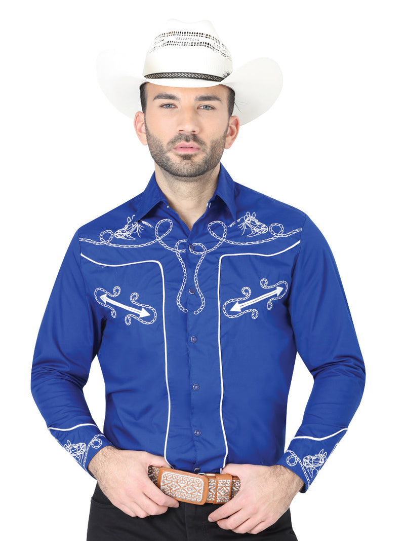 Camisa Vaquera M/ Larga El General S2018-10b 60% Cotton 40% Polyester Azul