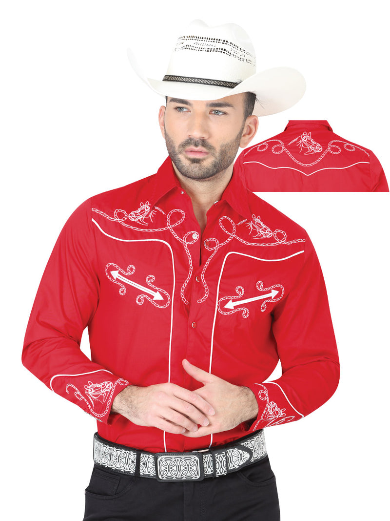 Camisa Vaquera M/ Larga El General S2018-10b 60% Cotton 40% Polyester Rojo