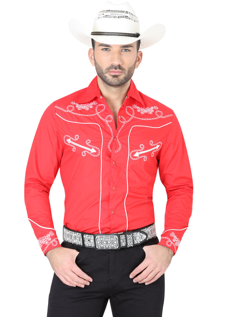 Camisa Vaquera M/ Larga El General S2018-10c 60% Cotton 40% Polyester Rojo