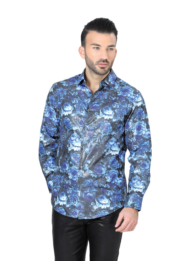 Camisa Casual M/ Larga El Senor De Los Cielos Th1-2 60% Polyester 40% Cotton Azul Marino