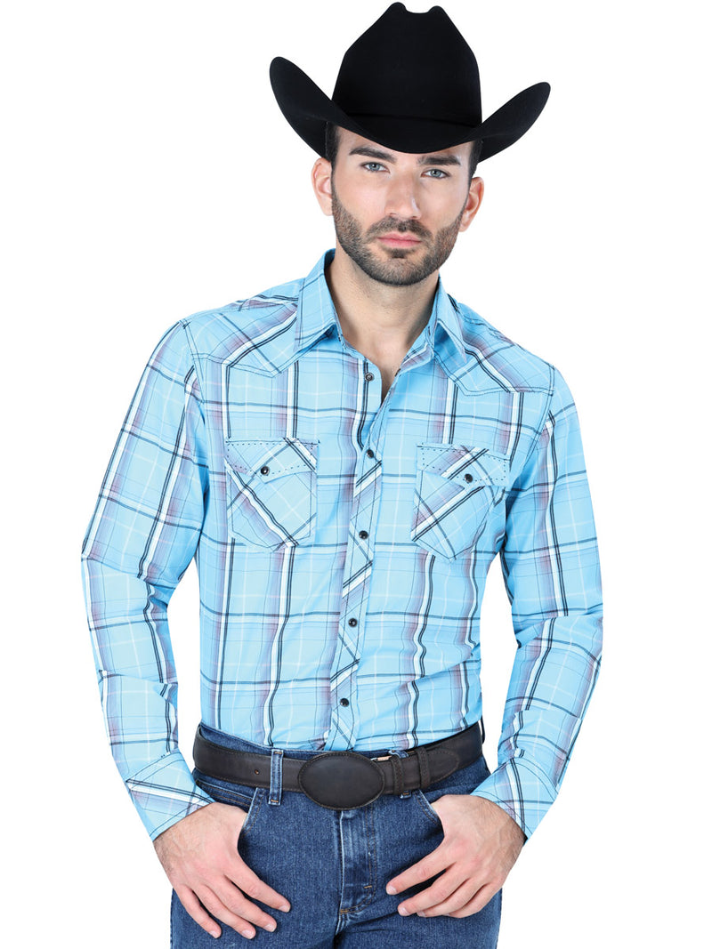 Camisa Vaquera M/ Larga El Senor De Los Cielos Cl-m5 55% Cotton 45% Polyester Azul